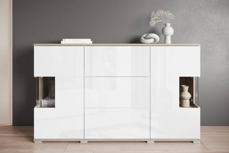 INOSIGN Sideboard Kenia (1 St), Sideboard mit 3 Schubladen, 6 Fächern, Glastüren, Breite 150 cm von INOSIGN