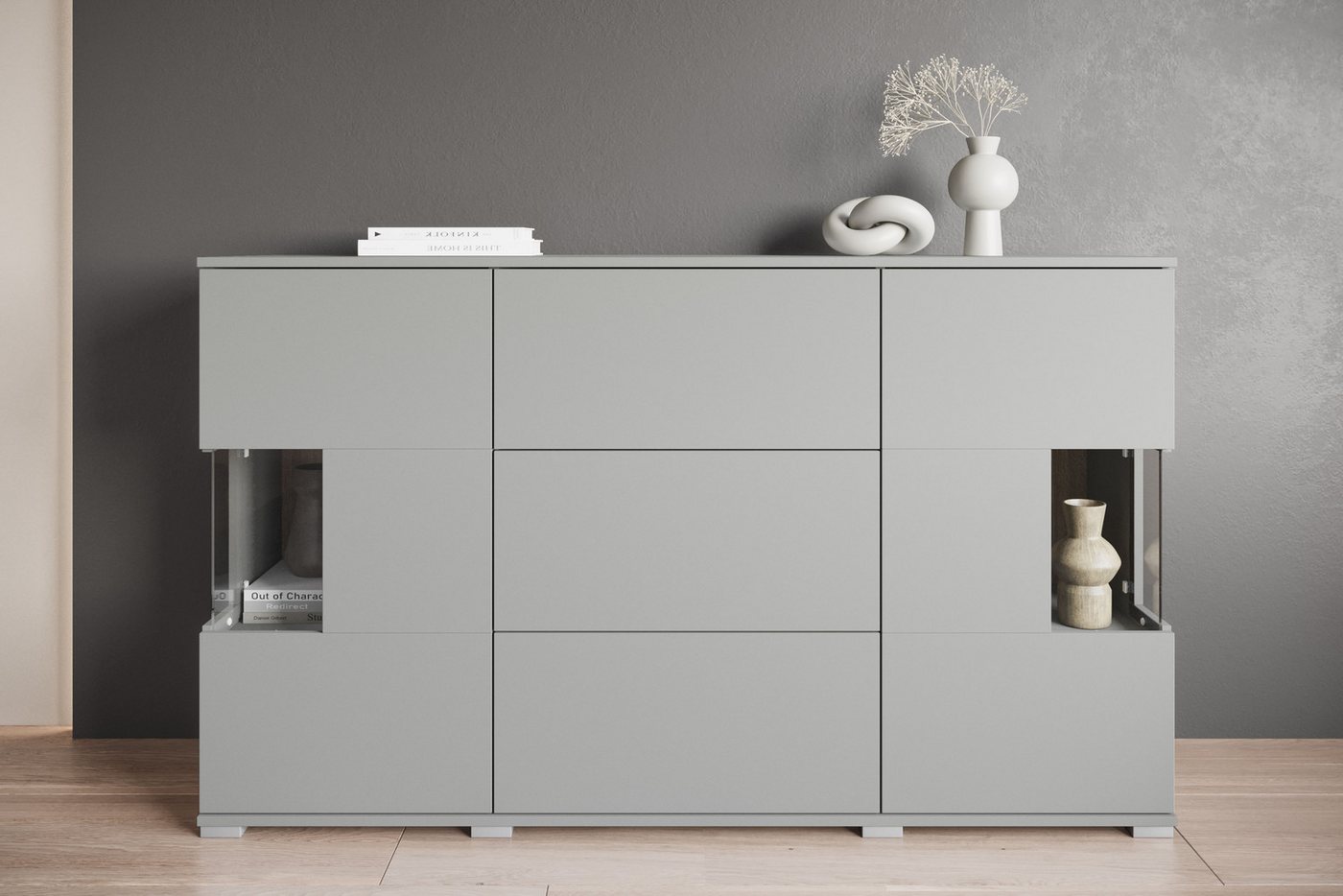 INOSIGN Sideboard Kenia (1 St), Sideboard mit 3 Schubladen, 6 Fächern, Glastüren, Breite 150 cm von INOSIGN