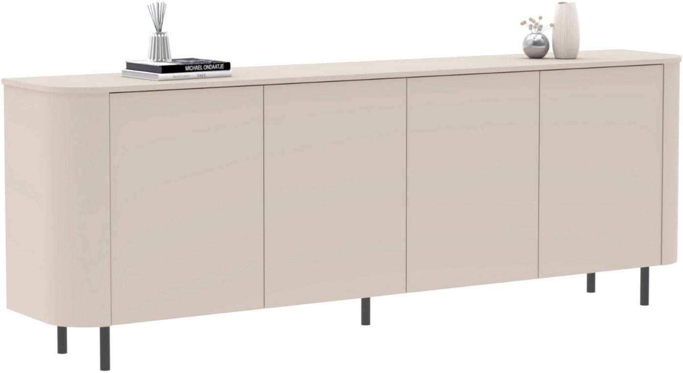 INOSIGN Sideboard Lido, 231 cm breit, 4 Türen, Anrichte, Kommode, Stauraumschrank, Formgebogenes MDF, Stirnseiten mit Rundung, Push-to-open, Metallfüße INOSIGN Sideboard Lido, 231 cm breit, 4 Türen, Anrichte, Kommode, Stauraumschrank, Formgebogenes MDF, Stirnseiten mit Rundung, Push-to-open, Metallfüße von INOSIGN
