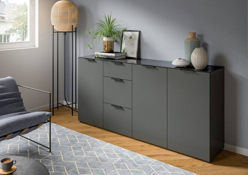 INOSIGN Sideboard Raio, Breite 179 cm, 3 Türen, 3 Schubkästen, Oberboden mit Glasplatte, Anrichte, Kommode, Schrank von INOSIGN