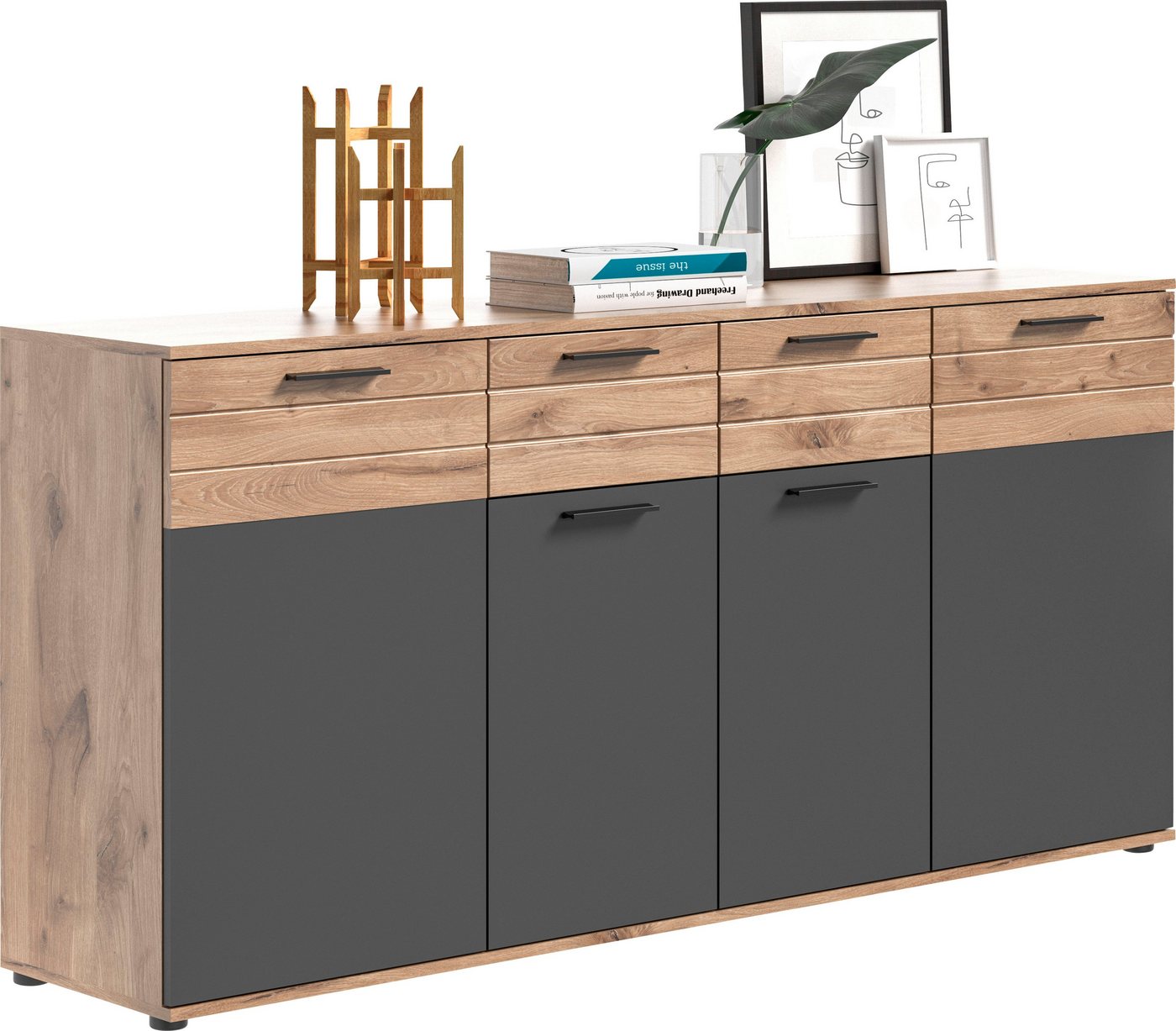INOSIGN Sideboard Riga, Breite 180cm, 4 Türen, 2 Schubkästen, 6 Einlegeböden, 10 Fächer, hochwertige Rillenfräsung, mit Softclose, Kommode, Anrichte, Schrank INOSIGN Sideboard Riga, Breite 180cm, 4 Türen, 2 Schubkästen, 6 Einlegeböden, 10 Fächer, hochwertige Rillenfräsung, mit Softclose, Kommode, Anrichte, Schrank von INOSIGN