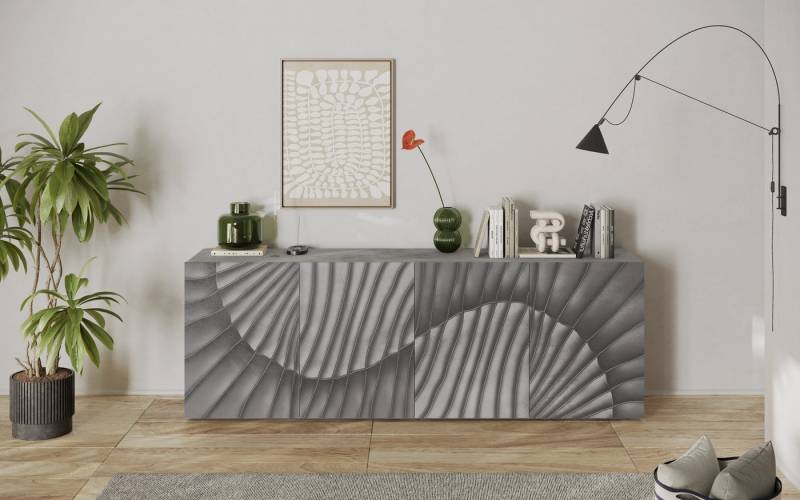 INOSIGN Sideboard Snake, Kommode, Anrichte, Stauraummöbel Breite 241 cm, Siebdruck-Front, moderne Wohnmöbel, 4 Türen, viel Stauraum, stilvoll und funktional von INOSIGN