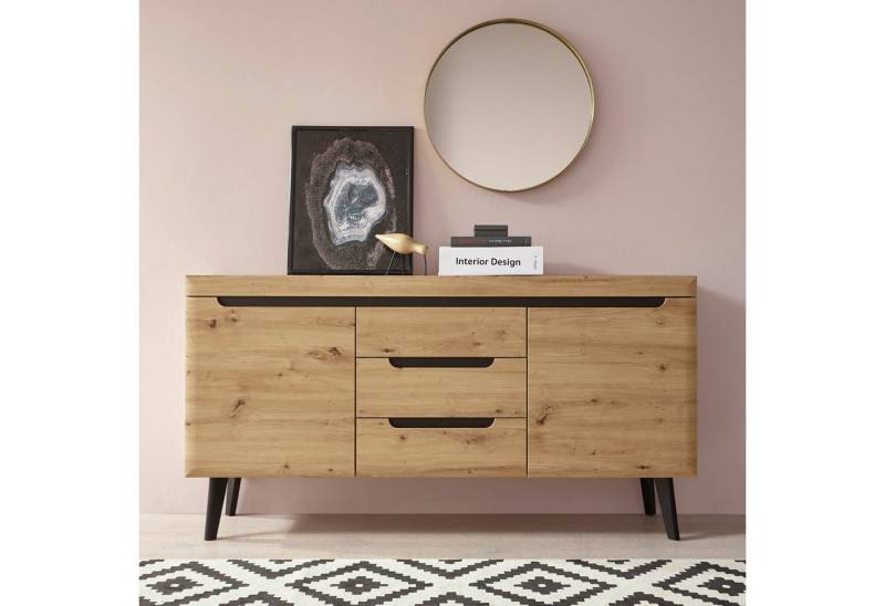 INOSIGN Sideboard Torge, Anrichte, Kommode, Schubladenschrank (1 St), abgeschrägte Füße, drei Farben, Scandi Design, 160 cm breit von INOSIGN