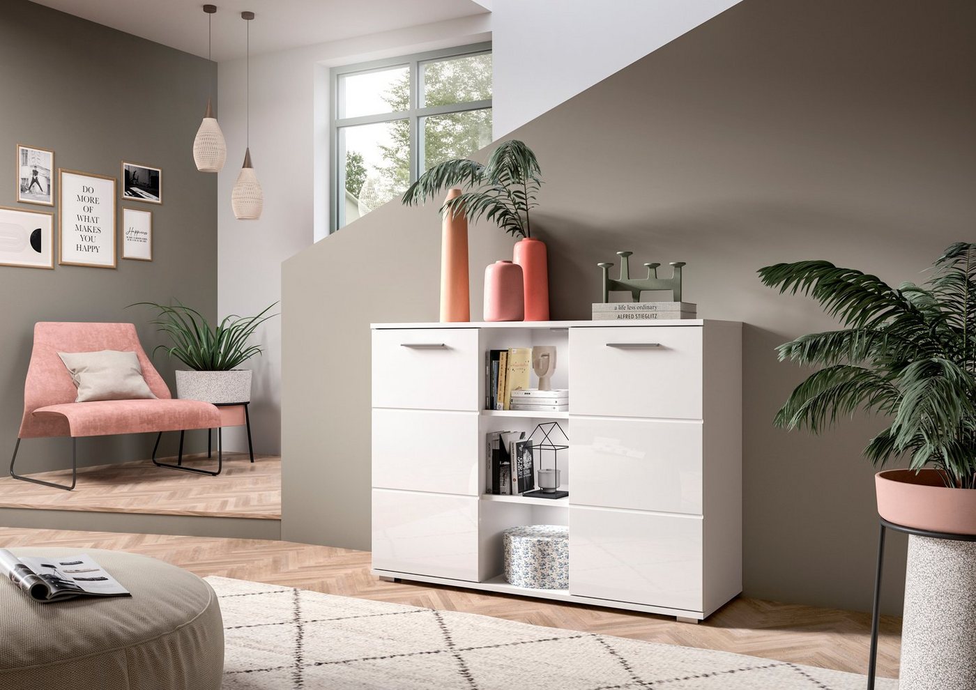 INOSIGN Sideboard Valge, Breite 110 cm, 2 Türen, 4 verstellbare Böden, 3 offene Fächer, Front-Rillenfräsung, Schuhkommode, Anrichte, Schrank, Kommode INOSIGN Sideboard Valge, Breite 110 cm, 2 Türen, 4 verstellbare Böden, 3 offene Fächer, Front-Rillenfräsung, Schuhkommode, Anrichte, Schrank, Kommode von INOSIGN