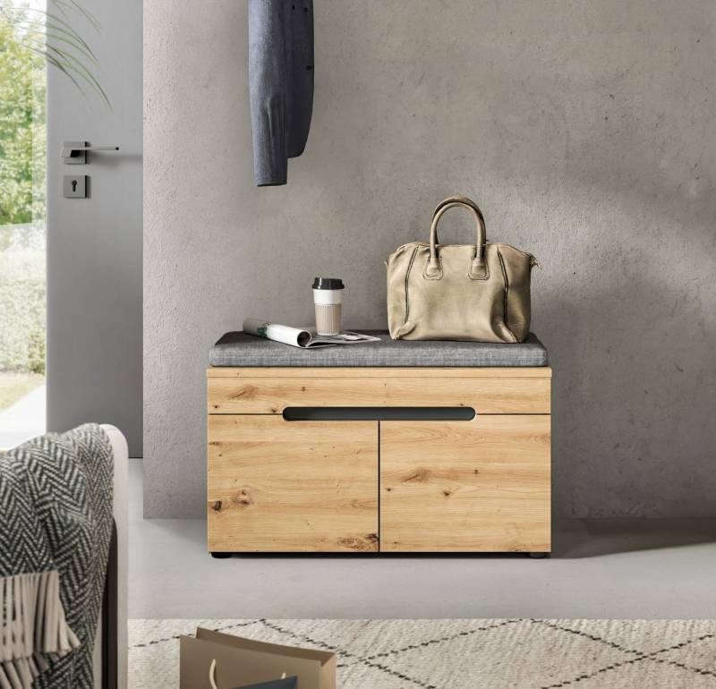 INOSIGN Sitzbank REHAT, TOPSELLER!, Breite 80cm, 2 Türen, 2 Fächer inkl. Sitzkissen (2-St., in verschiedenen Farben erhältlich), Garderobenbank, Flurbank, Dielenbank, Bank mit Stauraum, Bank von INOSIGN