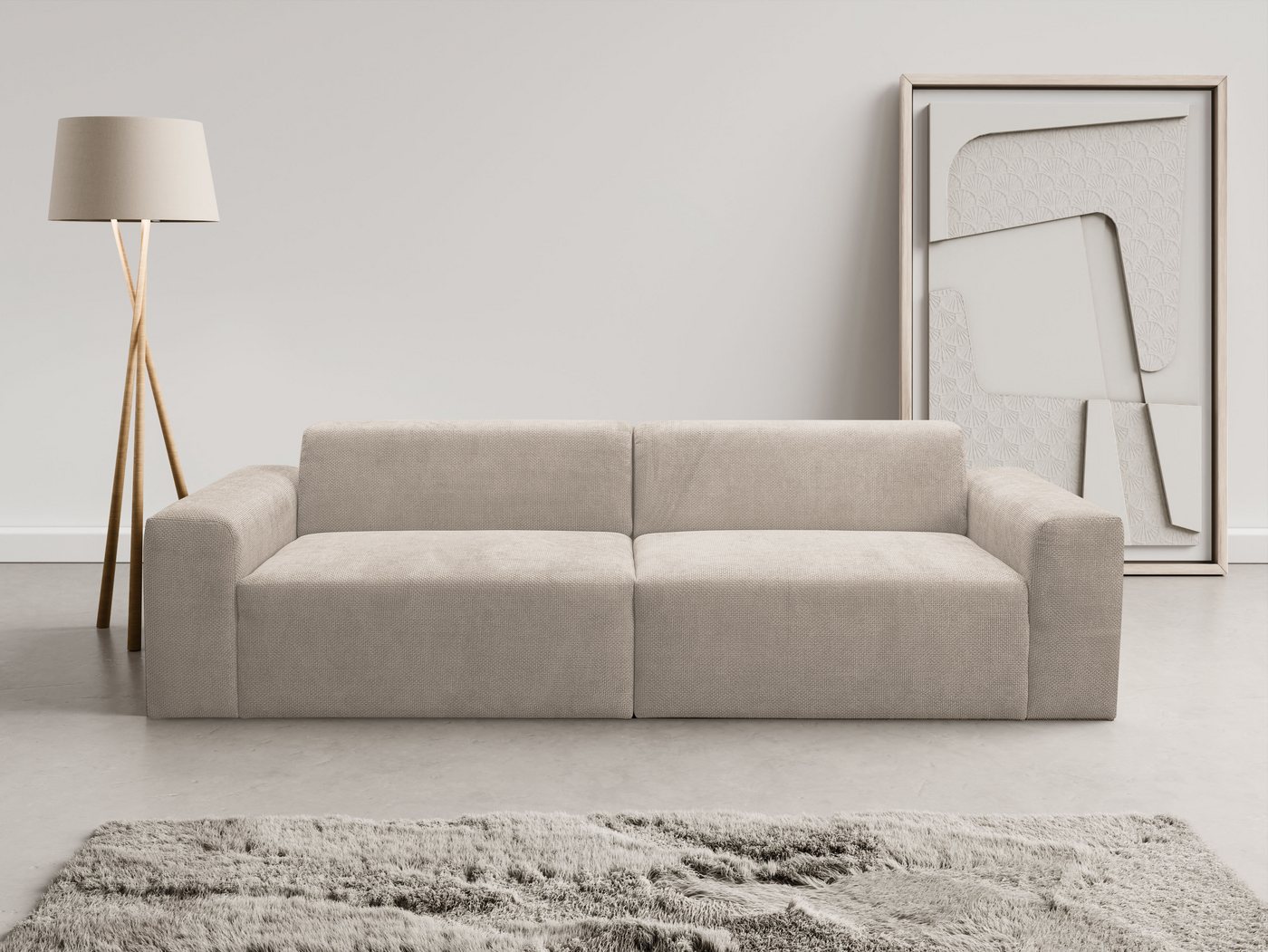 WERK2 Sofa Zeus 3-Sitzer, Big-Sofa, Breite 256cm, Tiefe 105cm, modern und bequem, Curvy Trend 3-Sitzer mit urbaner Optik von WERK2