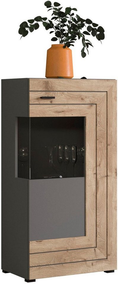 INOSIGN Vitrine Aalborg, Höhe 118 cm, 1 Glastür, 2 Fächer, 2-farbig, Metallgriffe Anrichte, Schrank, Kommode, Midischrank, Wohnmöbel, Wohnzimmer von INOSIGN