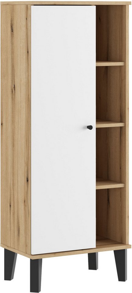 INOSIGN Stauraumschrank Oslo, Badschrank mit Knopfgriff, Hochschrank im skandinavischen Design in der Türfarbe Weiß oder Grau verfügbar, ausreichend Stauraum von INOSIGN
