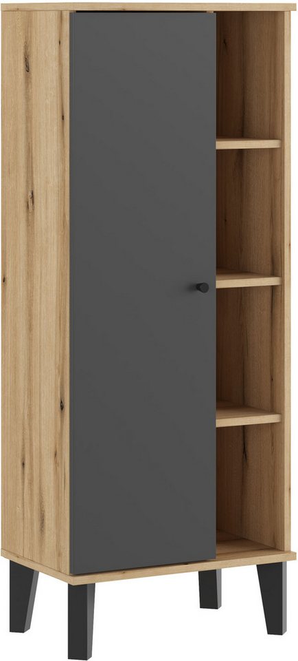 INOSIGN Stauraumschrank Oslo, Badschrank mit Knopfgriff, Hochschrank im skandinavischen Design in der Türfarbe Weiß oder Grau verfügbar, ausreichend Stauraum von INOSIGN