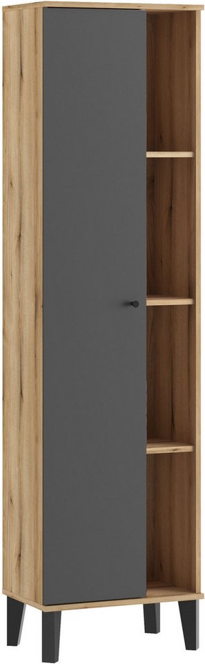INOSIGN Stauraumschrank Oslo, Badschrank mit Knopfgriff, Hochschrank im skandinavischen Design in der Türfarbe Weiß oder Grau verfügbar, ausreichend Stauraum von INOSIGN