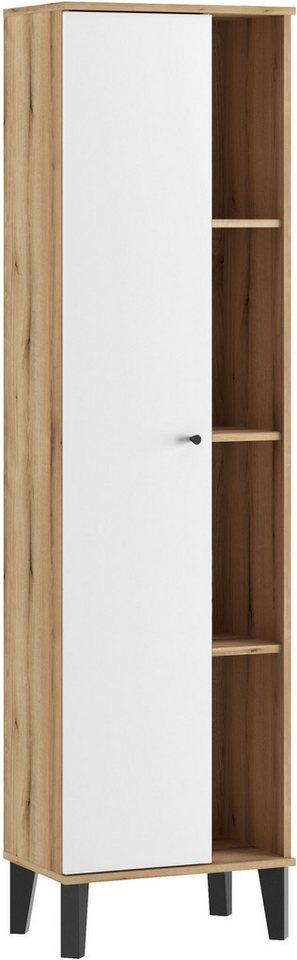 INOSIGN Stauraumschrank Oslo, Badschrank mit Knopfgriff, Hochschrank im skandinavischen Design in der Türfarbe Weiß oder Grau verfügbar, ausreichend Stauraum von INOSIGN