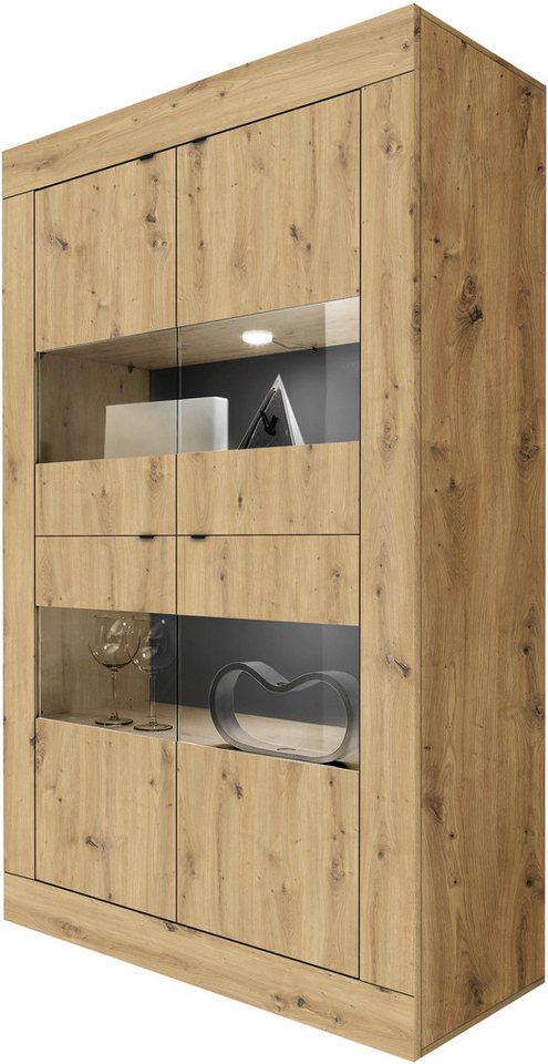 INOSIGN Vitrine Basic Höhe 162 cm, Standvitrine mit 4 Türen - Metallgriffe, Stauraumvitrine in moderner Rahmenoptik, Hochschrank, Anrichte von INOSIGN