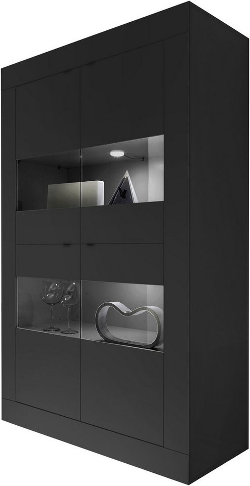 INOSIGN Vitrine Basic Höhe 162 cm, Standvitrine mit 4 Türen - Metallgriffe, Stauraumvitrine in moderner Rahmenoptik, Hochschrank, Anrichte von INOSIGN