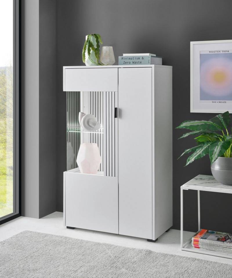 INOSIGN Vitrine Hudson, Stauraumvitrine in moderner Trendfarbe, Griffe aus Metall (Schwarz), Höhe 125 cm von INOSIGN