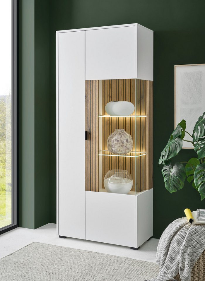 INOSIGN Vitrine Hudson, Stauraumvitrine in moderner Trendfarbe, Griffe aus Metall (Schwarz), Höhe 180 cm von INOSIGN