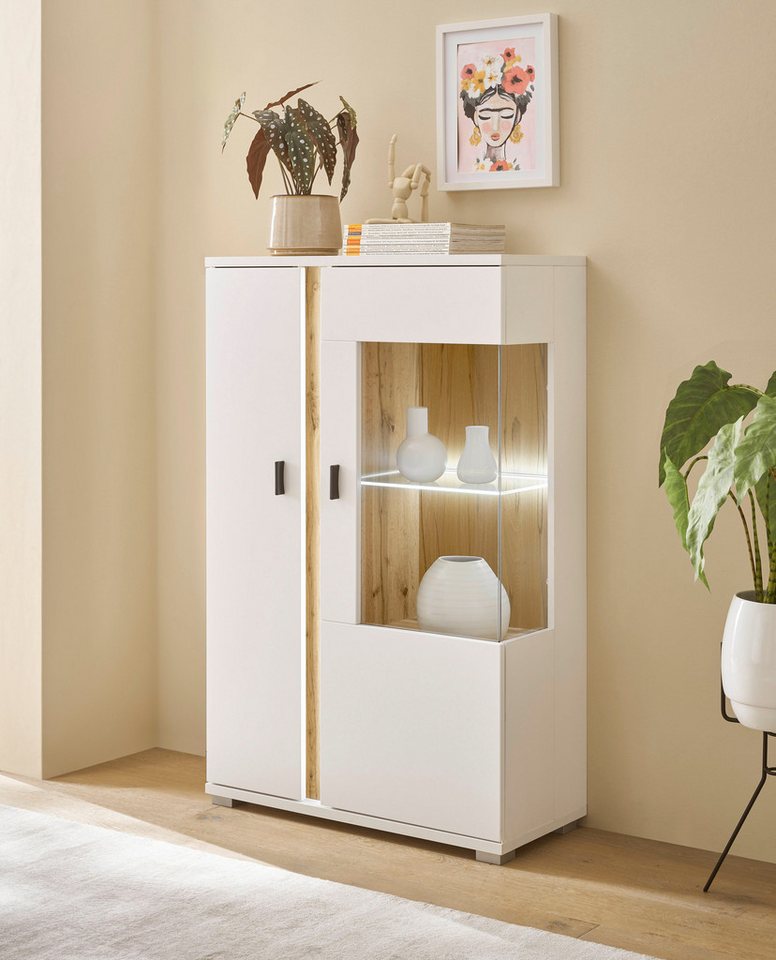 INOSIGN Vitrine LONG ISLAND, Stauraumvitrine (1-St) in moderner Trendfarbe,inklusive senkrechter Beleuchtung,Breite 80 cm von INOSIGN
