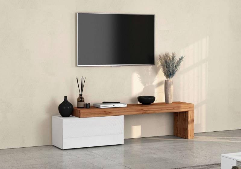 INOSIGN Lowboard Chronos TV-Board, TV-Schrank (1 St., Breite verstellbar von 180 bis 260 cm), Breite 220 cm TV-Board,Lowboard,1 Klappe und ein L-Förmiger Aufsatz von INOSIGN