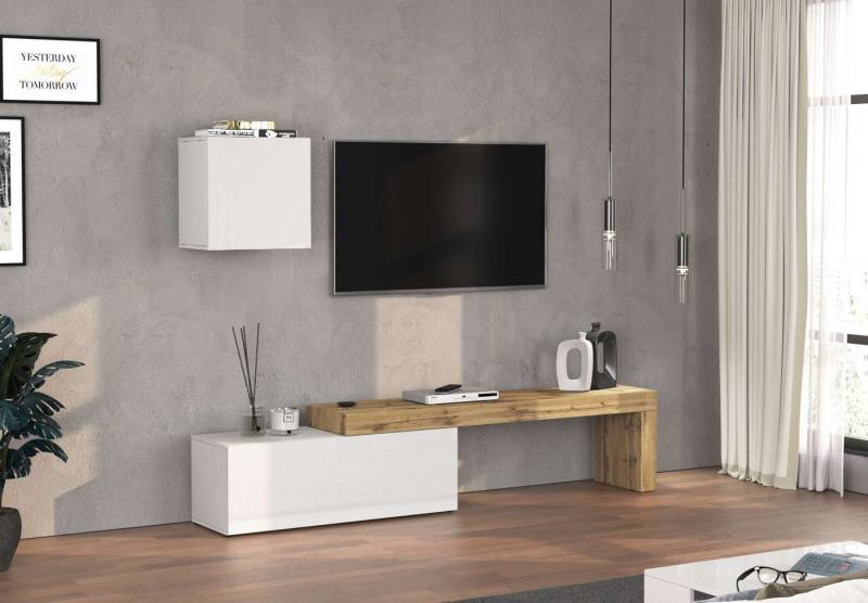 INOSIGN TV-Wand Chronos TV-Set, Wohnwand – Elemente frei platzierbar, Made in Italy, (Set, 2-St., 2-er set), Lowboard Breite 240 cm, Hängeschrank Breite 50 cm, Made in Italy von INOSIGN