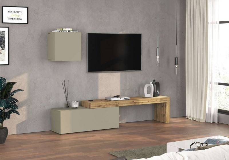 INOSIGN TV-Wand Chronos TV-Set, Wohnwand – Elemente frei platzierbar, Made in Italy, (Set, 2-St., 2-er set), Lowboard Breite 240 cm, Hängeschrank Breite 50 cm, Made in Italy von INOSIGN