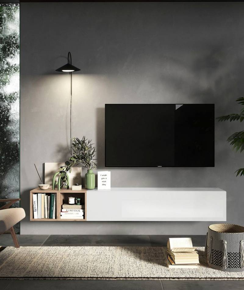 INOSIGN Wohnwand INFINITY, 2tlg. Breite 194 cm, Höhe variabel, Wohnwand, (Spar-Set, 2-St), (Lowboard hängend, Würfelregal 2er Set) von INOSIGN