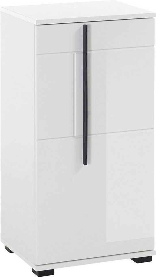 INOSIGN Unterschrank Cantara, Badschrank in Hochglanz Weiß, Schrank im modernen Design mit schwarzen Griffen, ausreichend Stauraum von INOSIGN