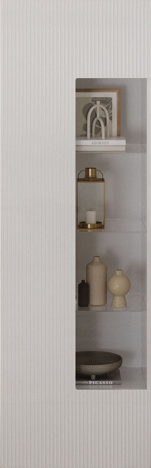 INOSIGN Vitrine RIO, Höhe 187 cm, Hochschrank mit 1 Tür, Anrichte, Standvitrine geriffelte Front, modern u. elegant, viel Stauraum von INOSIGN