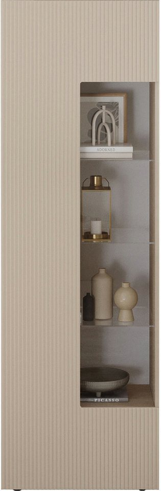 INOSIGN Vitrine RIO, Höhe 187 cm, Hochschrank mit 1 Tür, Anrichte, Standvitrine geriffelte Front, modern u. elegant, viel Stauraum von INOSIGN