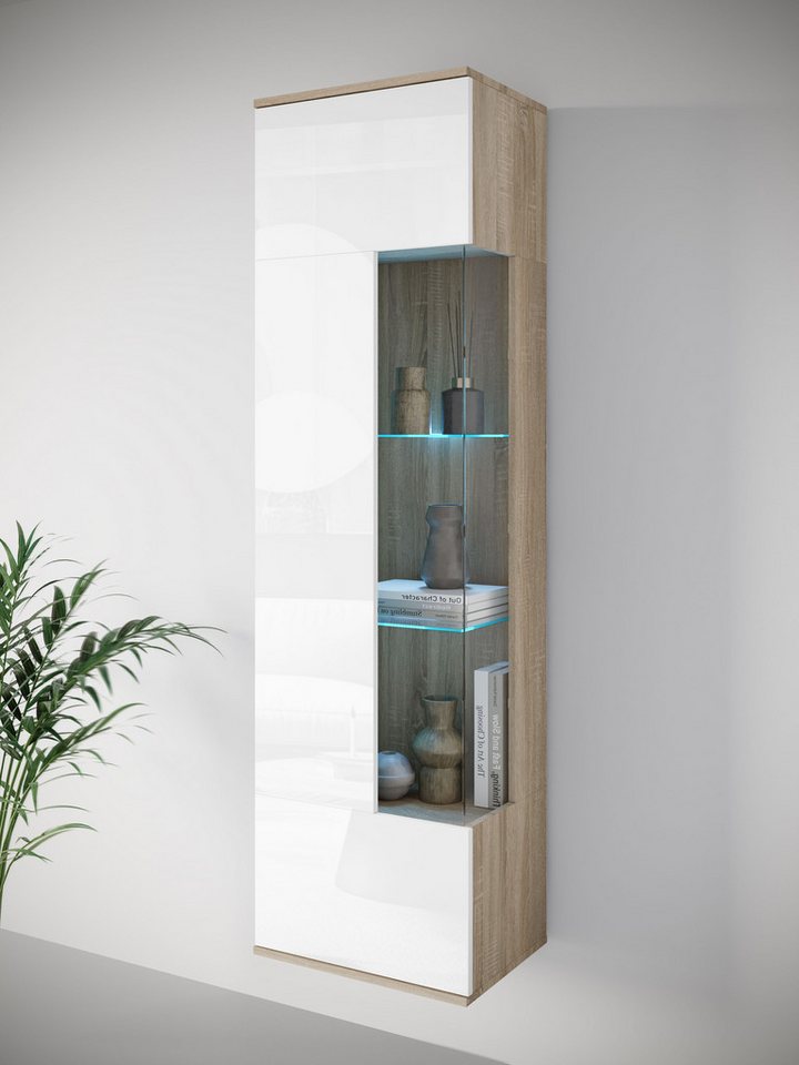 INOSIGN Vitrine Kenia, stehend und hängend, Türanschlag wechselbar (1-St) Vitrineschrank mit Glastüren 160 cm Höhe von INOSIGN
