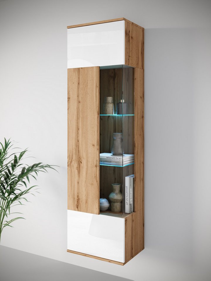 INOSIGN Vitrine Kenia, stehend und hängend, Türanschlag wechselbar (1-St) Vitrineschrank mit Glastüren 160 cm Höhe von INOSIGN