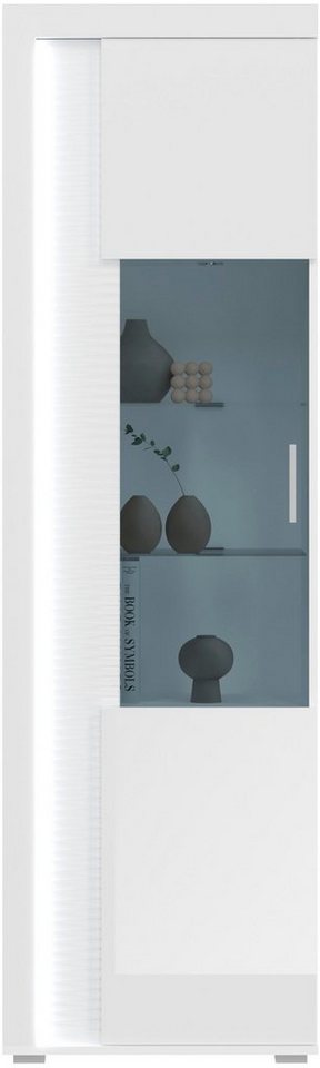 INOSIGN Vitrine Viborg, Höhe 202cm, ink. vertikaler Frontbeleuchtung, li/re montierbar 1 Tür, 6 Fächer, 2 Glaseinlegeböden, 1 höhenverstellbarer Einlegeboden von INOSIGN
