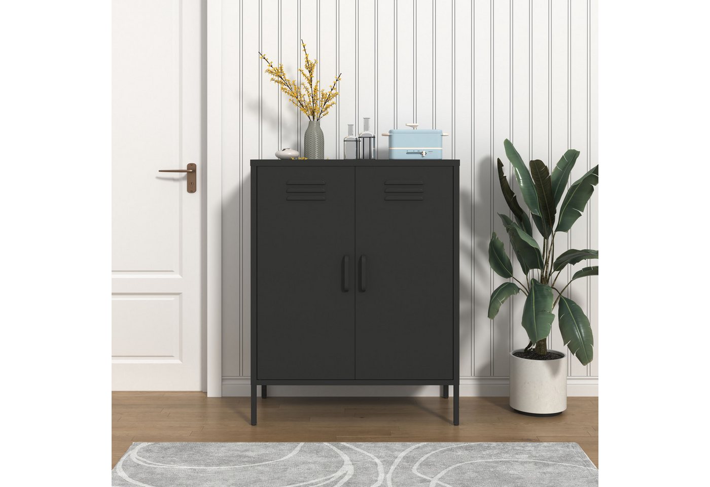 INOSIGN Wäscheschrank Siena Metallschrank Stahlschrank Mehrzweckschrank Beistellschrank (Breite 80cm, idealer Wäscheschrank im Loft Design) Spind Schrank Schlafzimmer TOPSELLER von INOSIGN