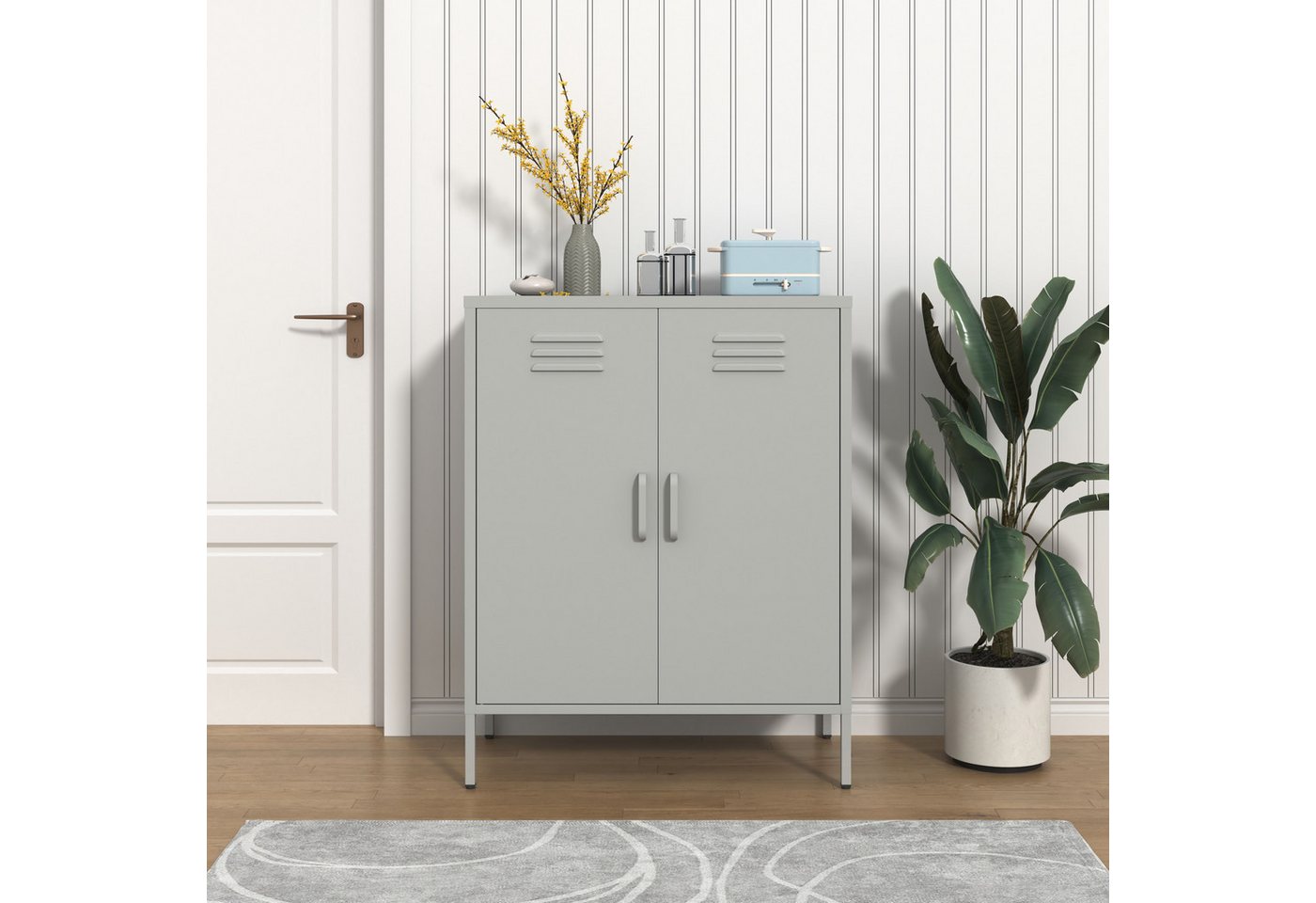 INOSIGN Wäscheschrank Siena Metallschrank Stahlschrank Mehrzweckschrank Beistellschrank (Breite 80cm, idealer Wäscheschrank im Loft Design) von INOSIGN