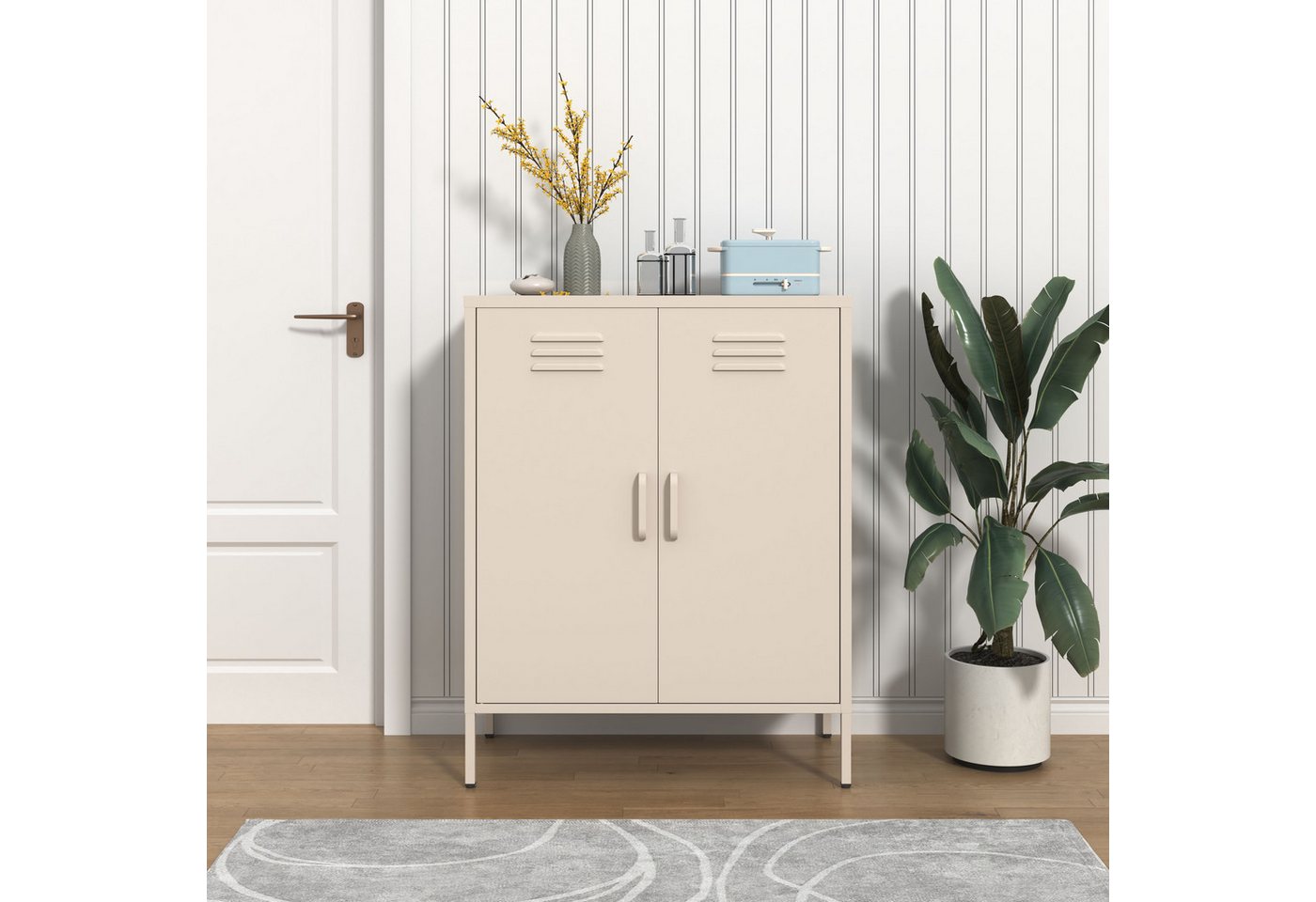INOSIGN Wäscheschrank Siena Metallschrank Stahlschrank Mehrzweckschrank Beistellschrank (Breite 80cm, idealer Wäscheschrank im Loft Design) von INOSIGN