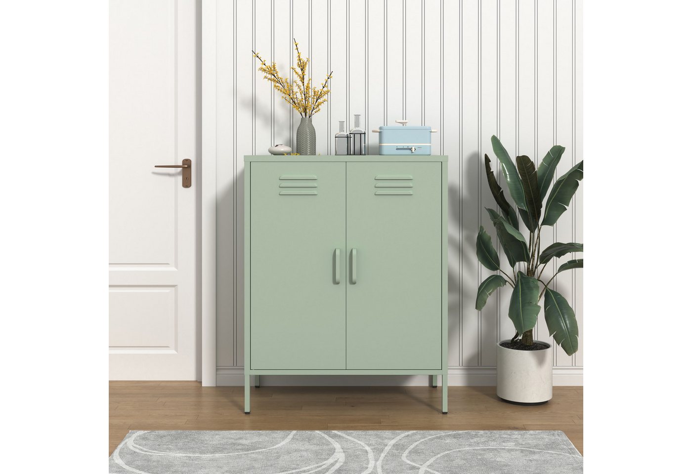 INOSIGN Wäscheschrank Siena Metallschrank Stahlschrank Mehrzweckschrank Beistellschrank (Breite 80cm, idealer Wäscheschrank im Loft Design) von INOSIGN