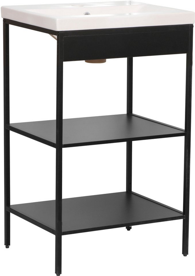welltime Waschbeckenunterschrank Lodi (2-St) Waschbeckenregal mit Metallrahmen - (B/T/H) 52 / 40 / 83 cm von welltime