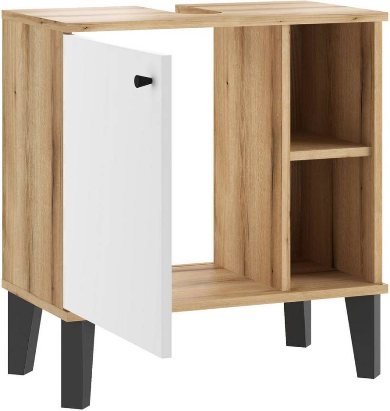 INOSIGN Waschbeckenunterschrank Oslo, Waschtisch mit Knopfgriff, Badschrank im skandinavischen Design in der Türfarbe Weiß oder Grau verfügbar, ausreichend Stauraum von INOSIGN