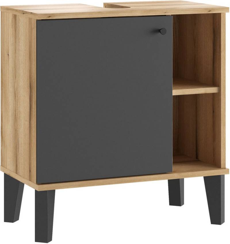 INOSIGN Waschbeckenunterschrank Oslo, Waschtisch mit Knopfgriff, Badschrank im skandinavischen Design in der Türfarbe Weiß oder Grau verfügbar, ausreichend Stauraum von INOSIGN