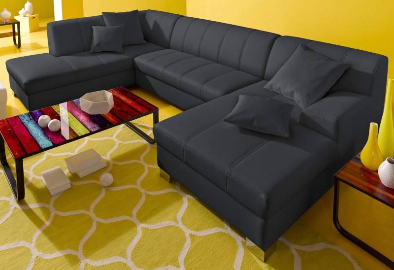 INOSIGN Wohnlandschaft Turah moderne Steppung, incl. Zierkissen, auch in Leder, wahlweise mit Bettfunktion, B/T/H: 297/82/75 cm, U-Form von INOSIGN