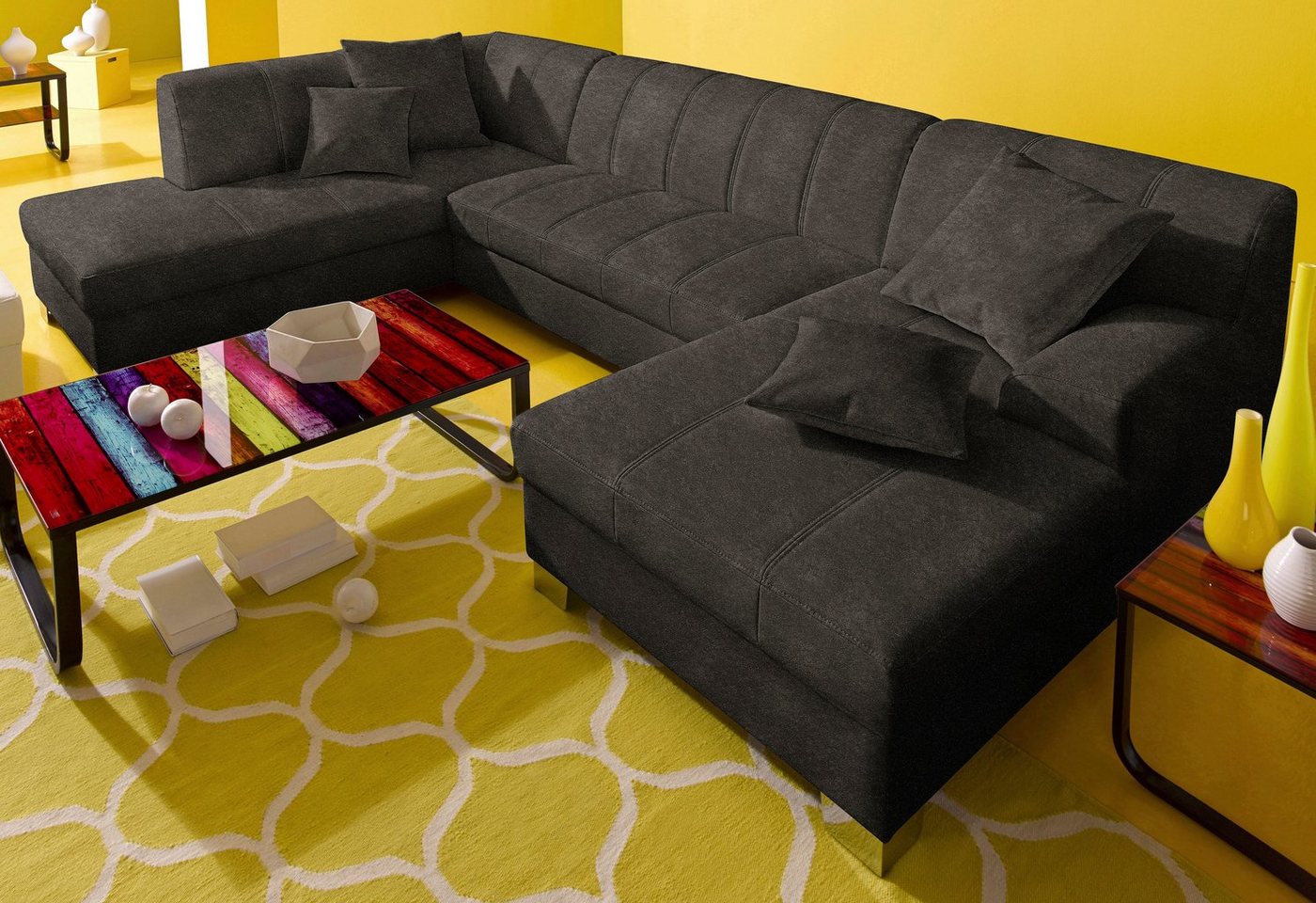 INOSIGN Wohnlandschaft Turah moderne Steppung, incl. Zierkissen, auch in Leder, wahlweise mit Bettfunktion, B/T/H: 297/82/75 cm, U-Form INOSIGN Wohnlandschaft Turah moderne Steppung, incl. Zierkissen, auch in Leder, wahlweise mit Bettfunktion, B/T/H: 297/82/75 cm, U-Form von INOSIGN