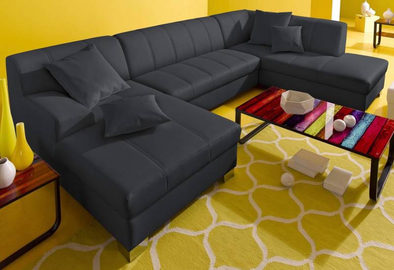 INOSIGN Wohnlandschaft Turah moderne Steppung, incl. Zierkissen, auch in Leder, wahlweise mit Bettfunktion, B/T/H: 297/82/75 cm, U-Form von INOSIGN
