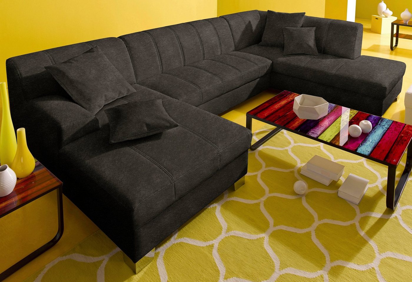 INOSIGN Wohnlandschaft Turah moderne Steppung, incl. Zierkissen, auch in Leder, wahlweise mit Bettfunktion, B/T/H: 297/82/75 cm, U-Form INOSIGN Wohnlandschaft Turah moderne Steppung, incl. Zierkissen, auch in Leder, wahlweise mit Bettfunktion, B/T/H: 297/82/75 cm, U-Form von INOSIGN