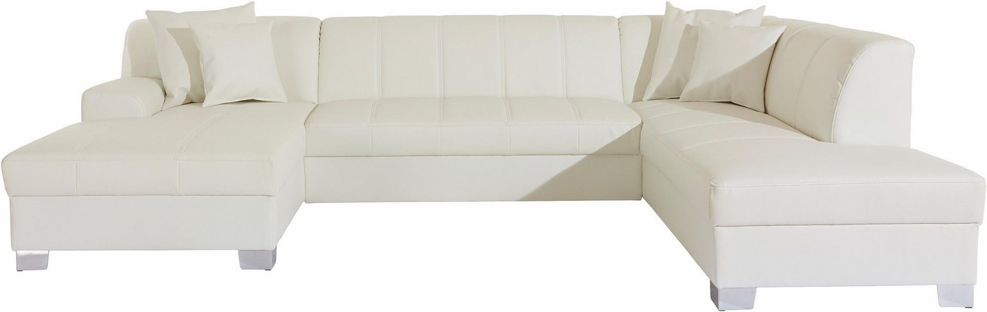 INOSIGN Wohnlandschaft Turah moderne Steppung, incl. Zierkissen, auch in Leder, wahlweise mit Bettfunktion, Schlafsofa, B/T/H: 297/82/75 cm, U-Form von INOSIGN