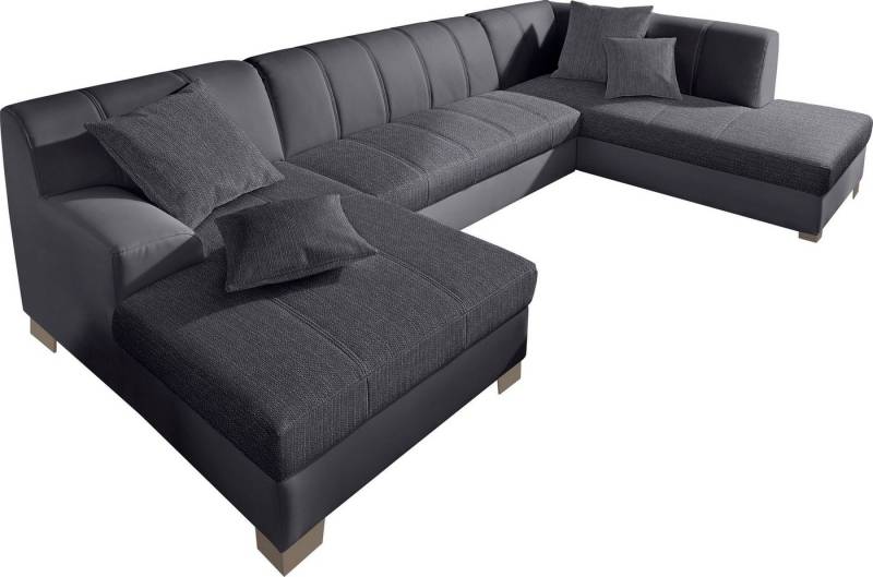 INOSIGN Wohnlandschaft Turah moderne Steppung, incl. Zierkissen, auch in Leder, wahlweise mit Bettfunktion, B/T/H: 297/82/75 cm, U-Form von INOSIGN