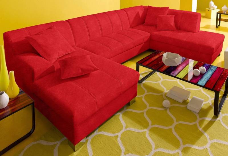 INOSIGN Wohnlandschaft Turah moderne Steppung, incl. Zierkissen, auch in Leder, wahlweise mit Bettfunktion, B/T/H: 297/82/75 cm, U-Form von INOSIGN
