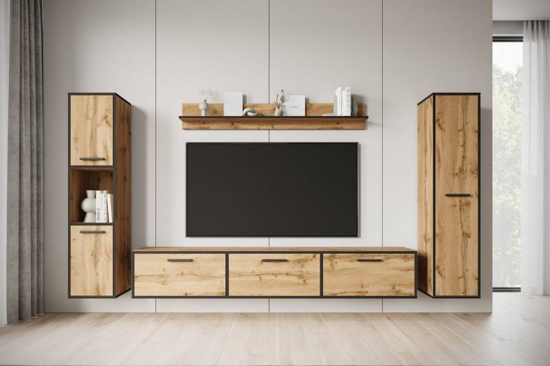 INOSIGN Wohnwand BOGOTA XL, Vitrine Türanschlag links/rechts wechselbar, (Komplett-Set, 4-St), viel Stauraum, hängend und stehend montierbar von INOSIGN