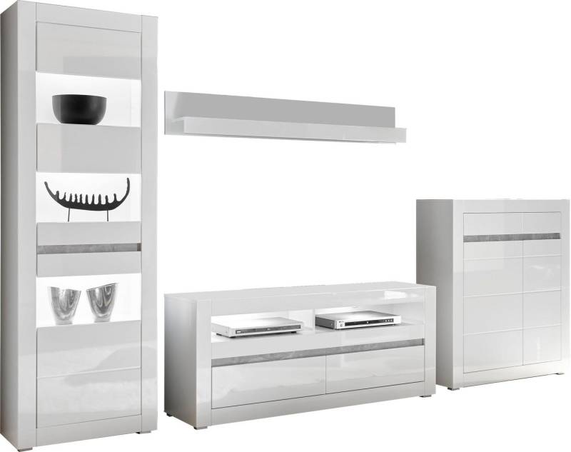 INOSIGN Wohnwand Carat, (Set, 4-St), wird jeweils mit zwei Leisten angeliefert, 1 x grau, 1 x weiss von INOSIGN