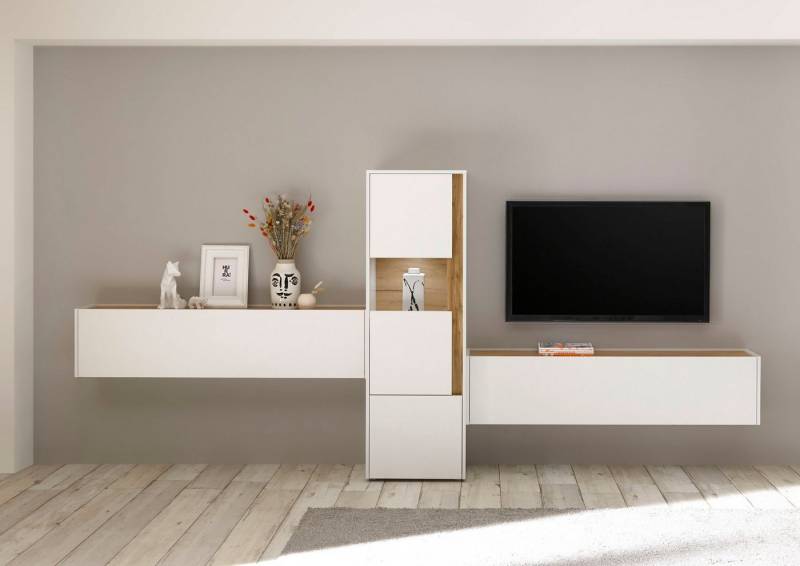 INOSIGN Wohnwand City/Giron, moderne Anbauwand, Komplettset in vielen Farben verfügbar, (Set, 3-St), enthält eine Vitrine & zwei Hängeschränke von INOSIGN