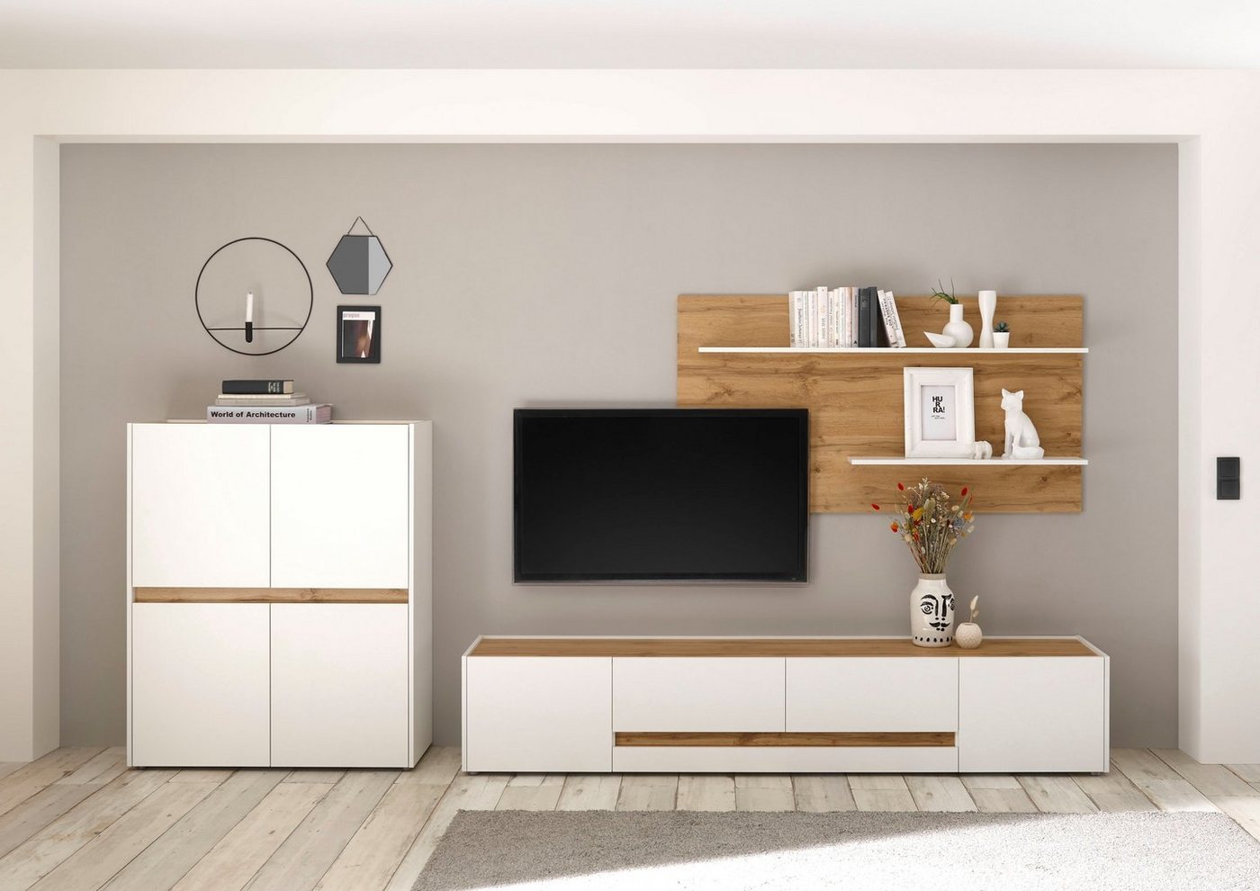 INOSIGN Wohnwand City/Giron, moderne Anbauwand, Komplettset in vielen Farben verfügbar, (Set, 3-St), enthält ein Lowboard, ein Highboard & ein Wandboard von INOSIGN