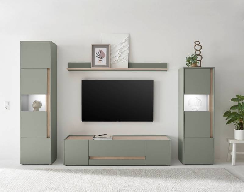 INOSIGN Wohnwand City/Giron, moderne Anbauwand, Komplettset in vielen Farben verfügbar, (Set, 4-St), enthält zwei Vitrinen, ein Lowboard & ein Wandboard von INOSIGN