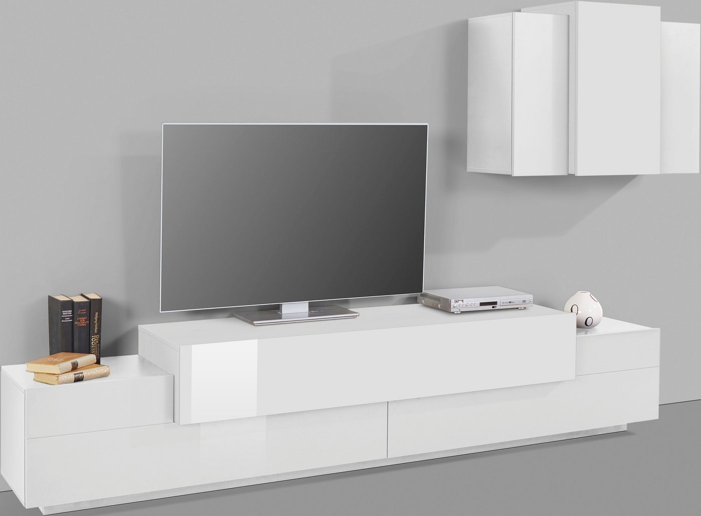INOSIGN Wohnwand Coro, Anbauwand, Medienwand, (Set, 2-St), Lowboard 4 Fächern Breite 240 und Hängeschrank 6 Fächern Breite 90 von INOSIGN